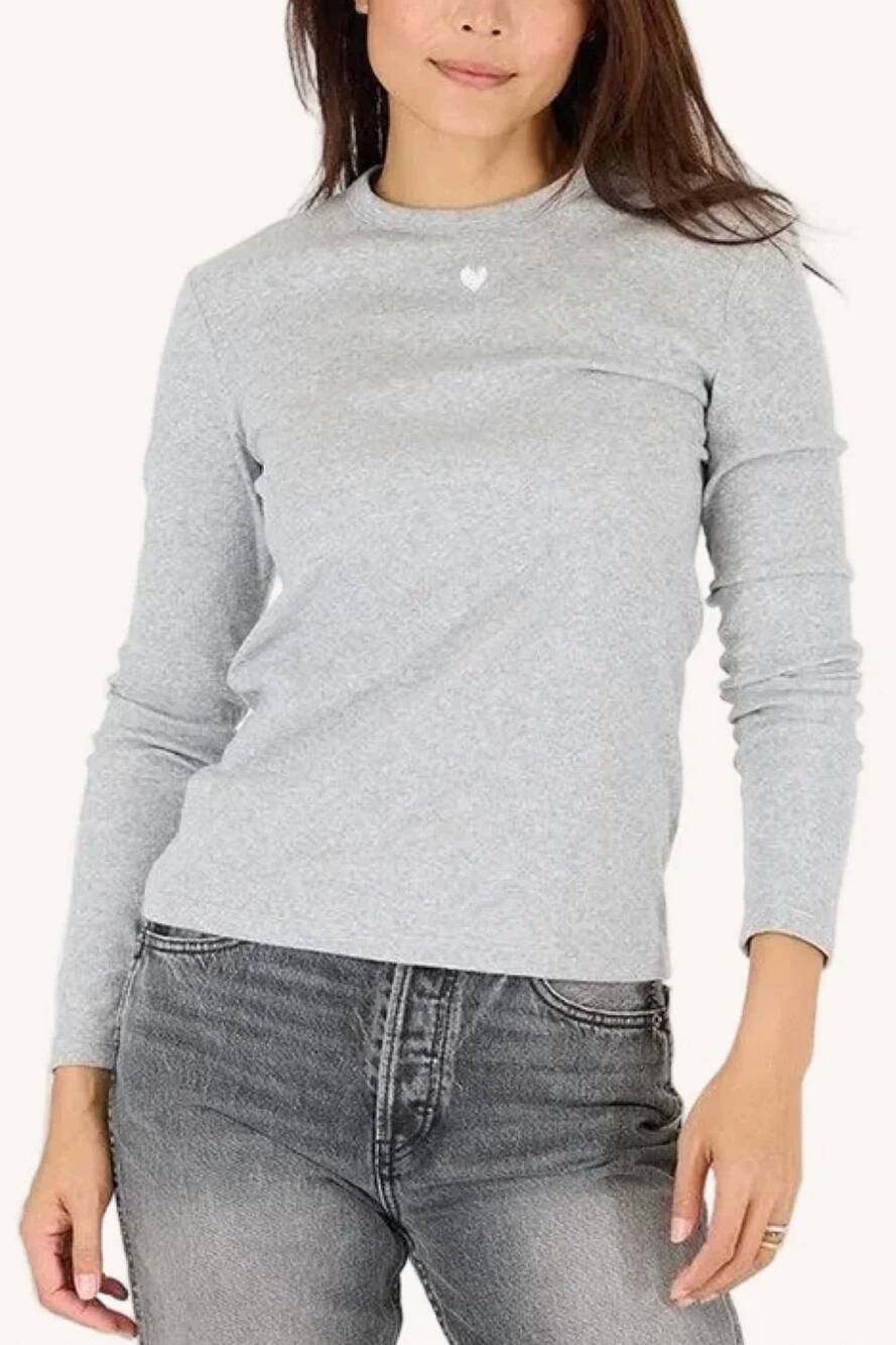 NEW KERRI ROSENTHAL long sleeve rib tee in heather grey